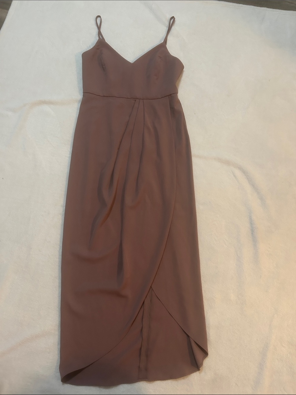 Lulu's Women’s Dress Mauve Spaghetti Strap Faux-Wrap Midi Size Small